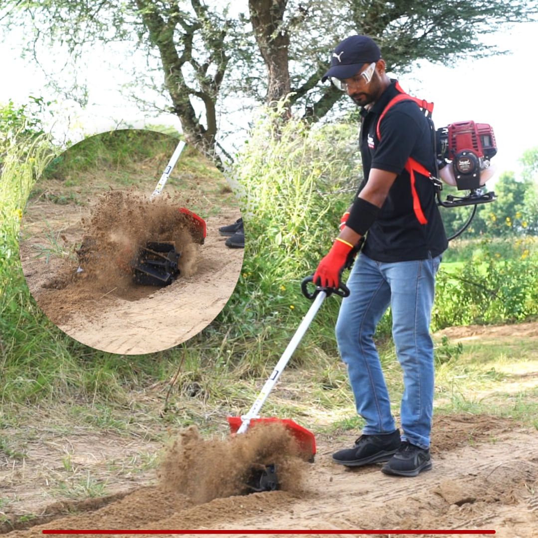 Balwaan-back-pack-crop-cutter-with-tiller-attachment