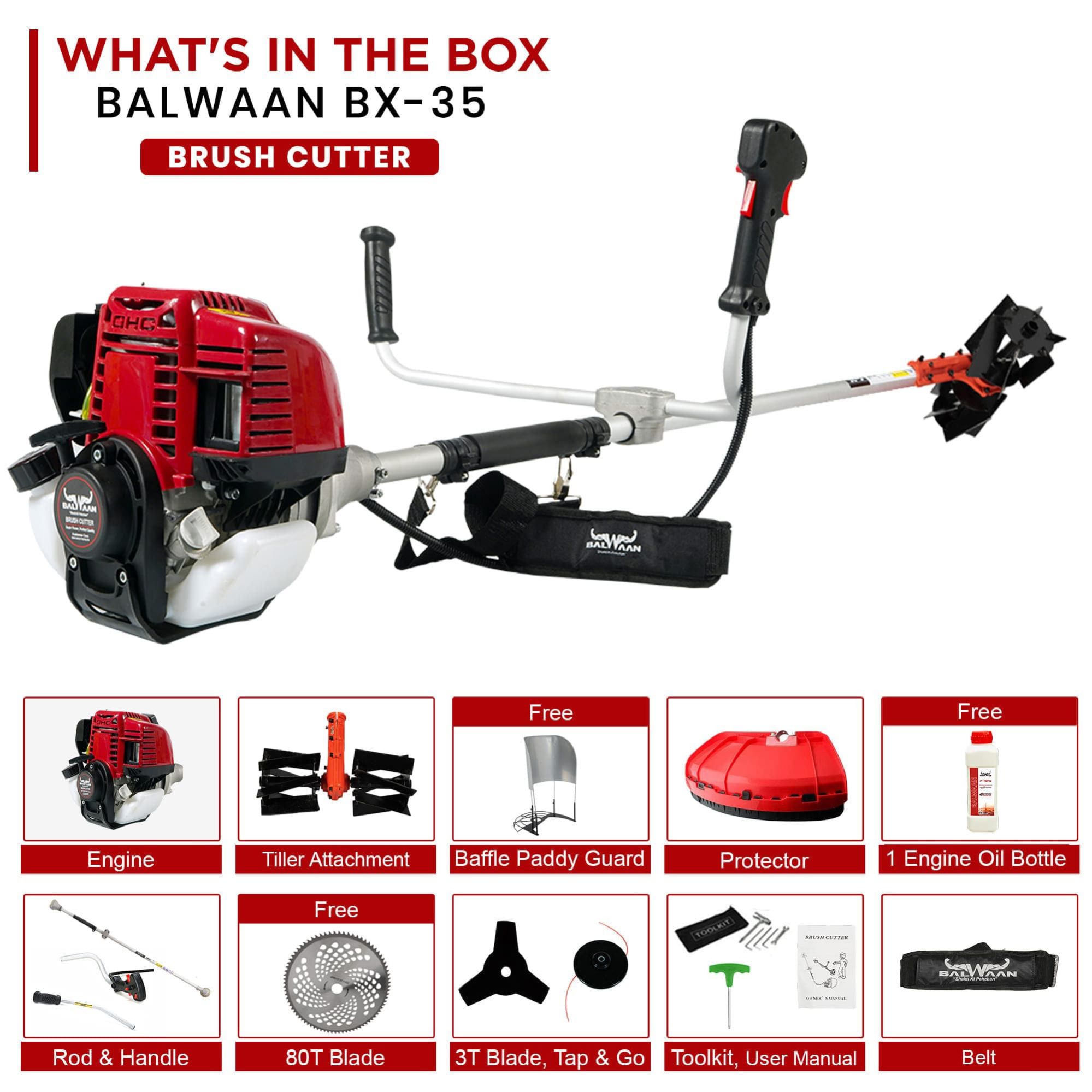 Balwaan-side-pack-crop-cutter-with-tiller-attachment