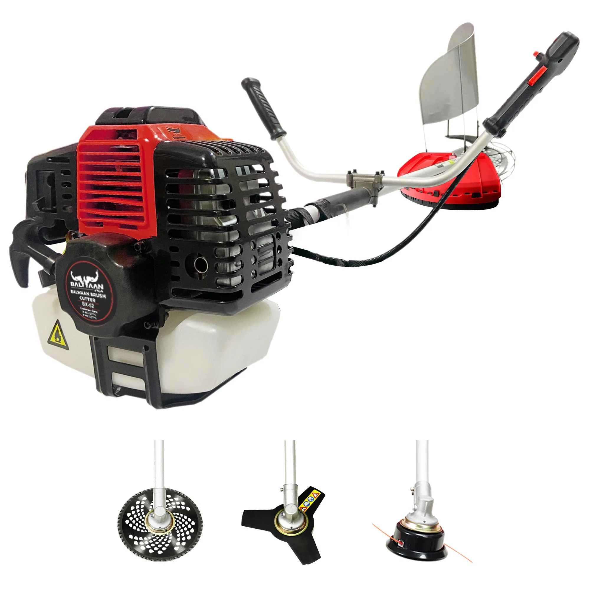 Balwaan-brush-cutter-bx-52-with-its-three-attachments.webp