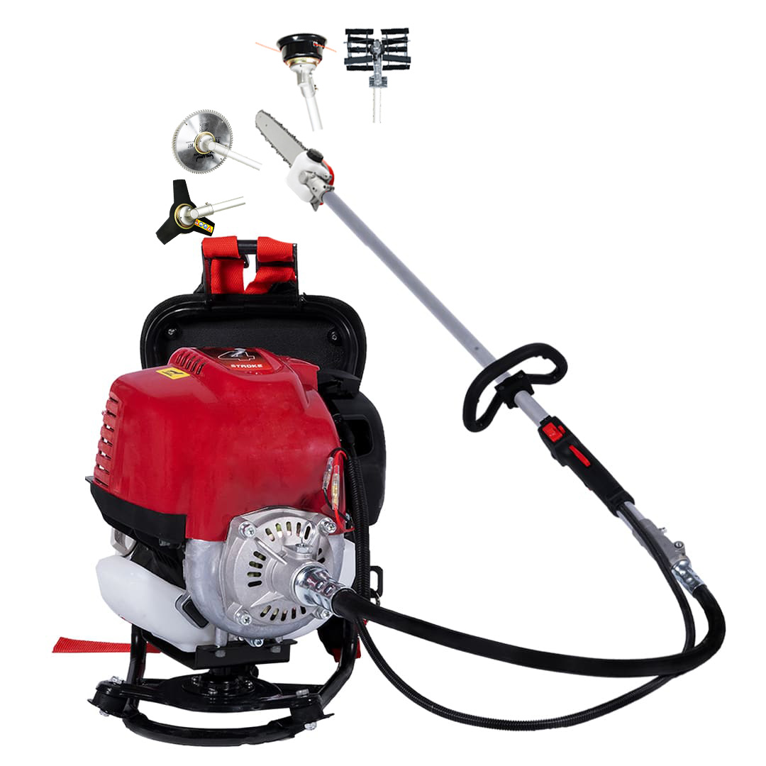 Brush-cutter-with-chainsaw-tiller-attachment